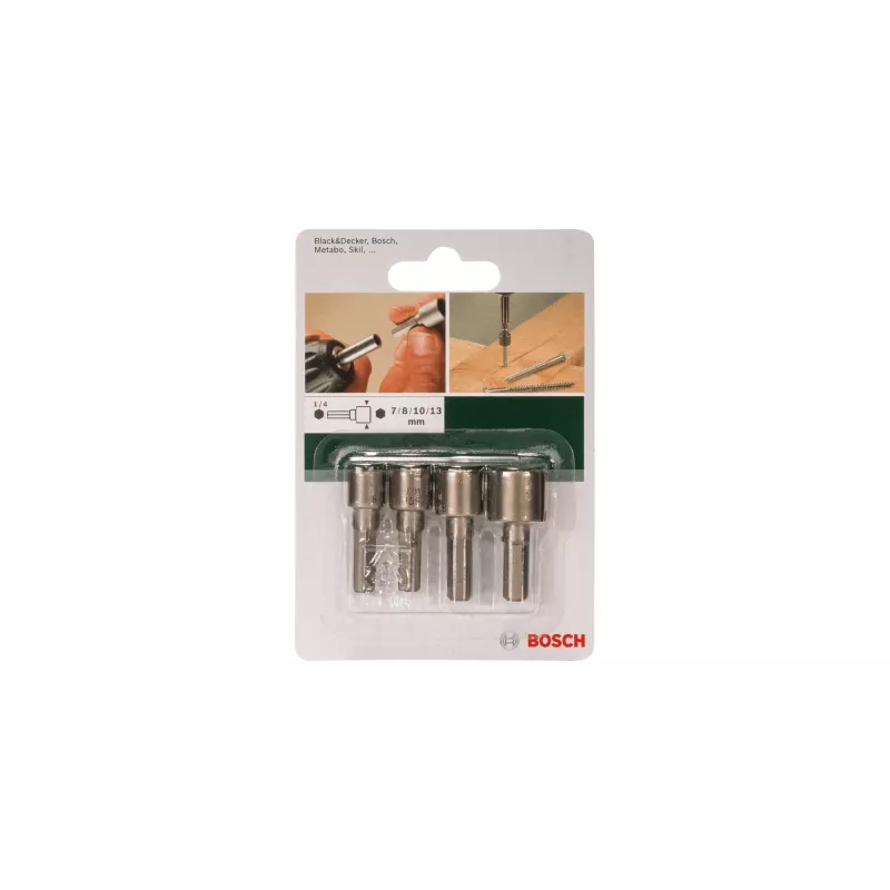 Bosch 2609255904 galvučių rinkinys su 1/4 colio šešiabriauniu kotu, 4 dalių