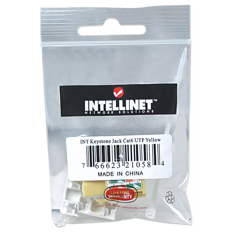 Intellinet Keystone Jack, Cat6, UTP, Punch-down, Geltona