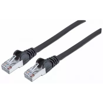 Intellinet tinklo jungiamasis kabelis, Cat7 kabelis / Cat6A kištukai, 0,25 m, juodas, varis, S/FTP, LSOH / LSZH, PVC, RJ45, paauksuoti kontaktai, su apsauginiu gaubteliu, su užraktu, viso galiojimo garantija