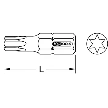 KS Tools 910.2313 antgalis įrankiams Torx T10 nerūdijantis plienas 25 mm