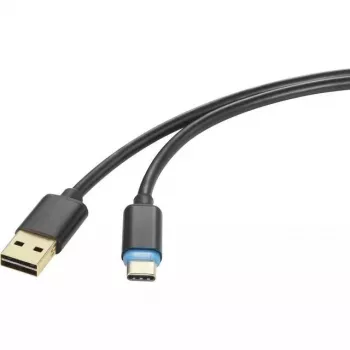 USB laidas Renkforce RF-4758090 1,5 m USB A USB C juodas