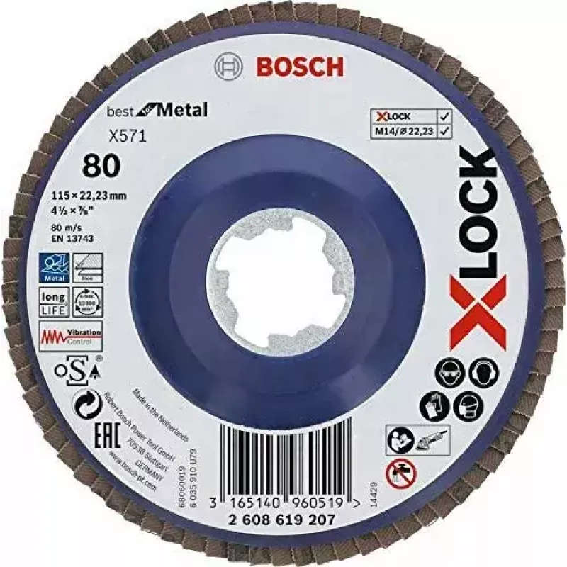Šlifavimo diskas Bosch 115 mm, grūdėtumas 80, modelis 2608619207