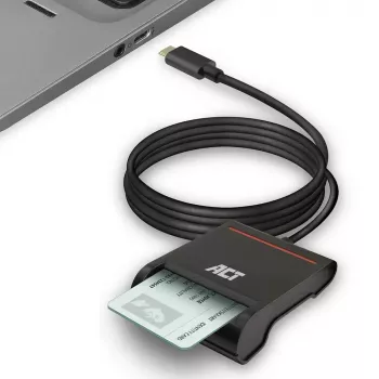 ACT AC6020 USB-C išorinis išmaniosios kortelės skaitytuvas eID, juodas