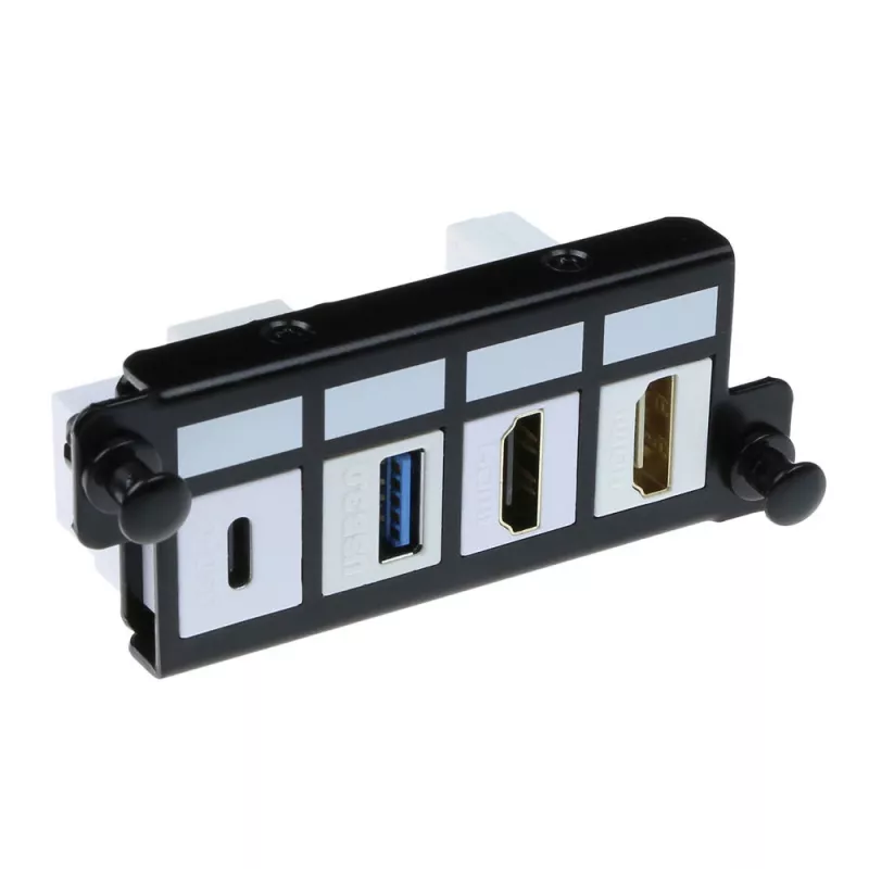 ACT adapterinė plokštė 4x keystone FTP, juoda, 1 vnt.