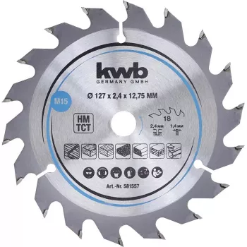 Pjūklo diskas KWB 581557 12,7 cm kietmedžiui, plastikui, fanerai, minkštmedžiui