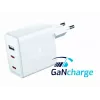 SWISSTEN Travel Charger GaN 70W 2×USB-C greitas įkroviklis nešiojamiesiems kompiuteriams ir telefonams