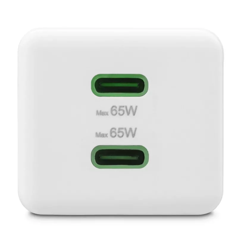Hama 00201994 65W GaN greitasis įkroviklis su dviem USB-C prievadais, baltas
