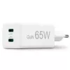 Hama 00201994 65W GaN greitasis įkroviklis su dviem USB-C prievadais, baltas