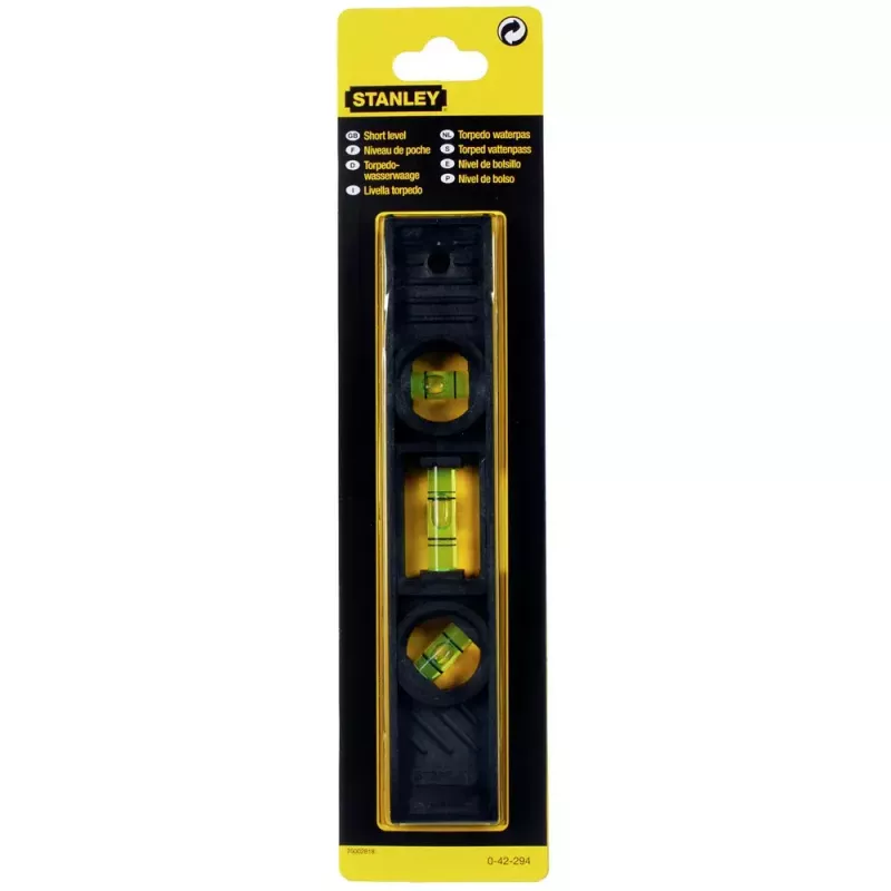 Gulsčiukas torpedinis Stanley 0,2m juodas Tikslumas 2mm/m