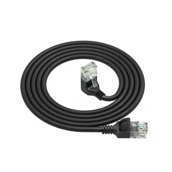 ACT Black 1 m U/UTP CAT6A LSZH plonas jungiamasis kabelis su RJ45 jungtimis 90° kampu žemyn į tiesią