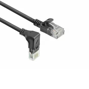 ACT Black 3 m U/UTP CAT6A LSZH plonas pataisymo kabelis su RJ45 jungtimis 90° kampu žemyn į tiesų