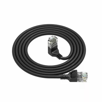 ACT Black 3 m U/UTP CAT6A LSZH plonas jungiamasis kabelis su RJ45 jungtimis 90° kampu į viršų ir tiesia