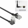 ACT Black 3 m U/UTP CAT6A LSZH plonas jungiamasis kabelis su RJ45 jungtimis 90° kampu į viršų ir tiesia