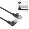 ACT Black 0,5 m U/UTP CAT6A LSZH plonas pataisymo laidas su RJ45 jungtimis 90° kampu į dešinę ir tiesia