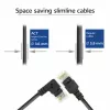 ACT Black 0,25 m U/UTP CAT6A LSZH plonas pataisos laidas su RJ45 jungtimis 90° kampu dešinėn į tiesią