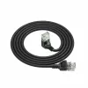 ACT Black 0.5 m U/UTP CAT6A LSZH plonas lizdinis kabelis su RJ45 jungtimis 90° kampu žemyn į tiesų