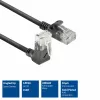 ACT Black 0,25 m U/UTP CAT6A LSZH plonas jungiamasis kabelis su RJ45 jungtimis 90° kampu į viršų į tiesų