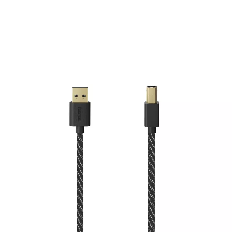 Hama 00201001 USB kabelis USB 2.0 1,5 m USB A USB B juodas, sidabrinis