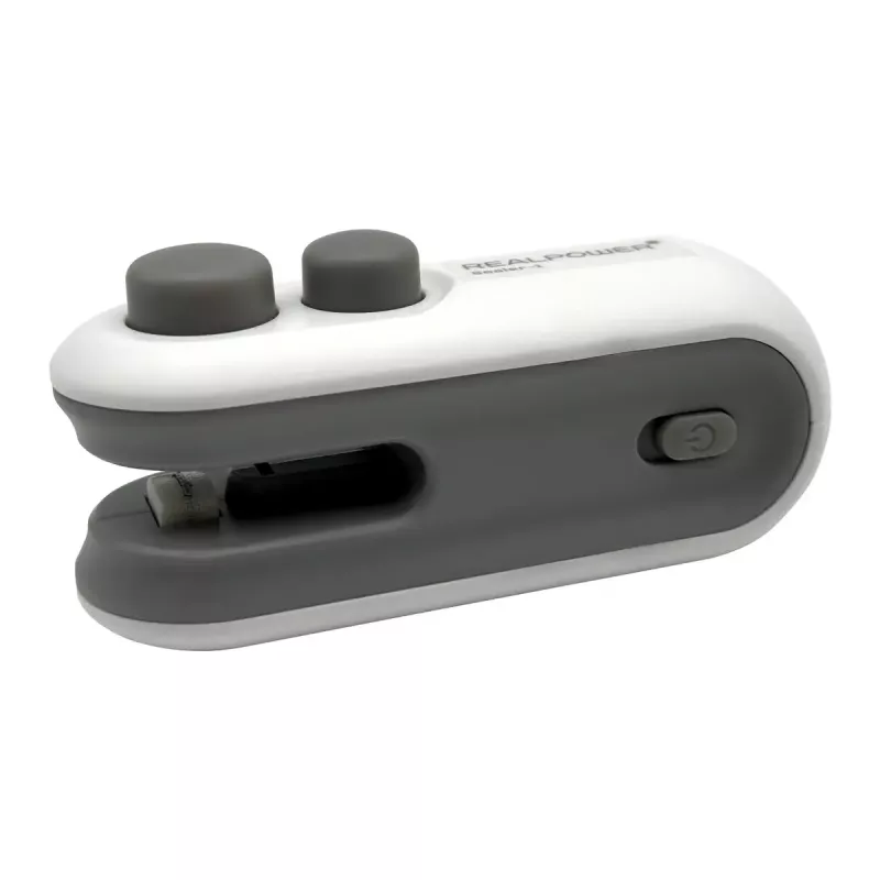 Vakuuminis maisto sandariklis RealPower 495515 juodas/sidabrinis – nešiojamas mini sandariklis su pjaustytuvu