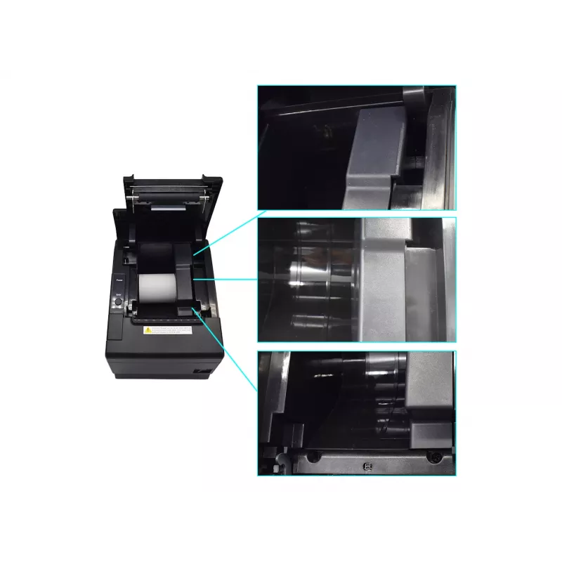 Terminis kvitų spausdintuvas EQUIP 58/80mm su automatiniu pjaustytuvu, USB/Ethernet/Serial, stalčiui, 203x203 DPI