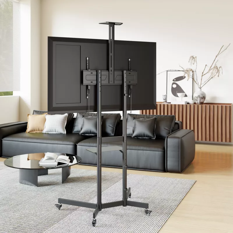 TV vežimėlis EQUIP 37–70 col. Economy, 70 kg, VESA 100x100–600x400, aukštis 1337–1430 mm, pakreipimas -10°–5°, juodas