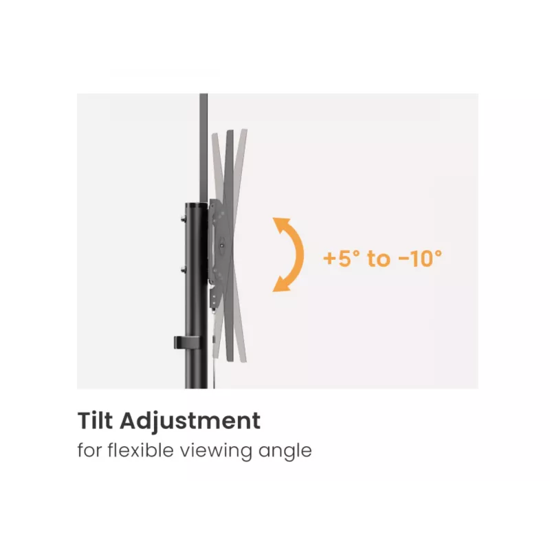 TV vežimėlis EQUIP 37–70 col. Economy, 70 kg, VESA 100x100–600x400, aukštis 1337–1430 mm, pakreipimas -10°–5°, juodas
