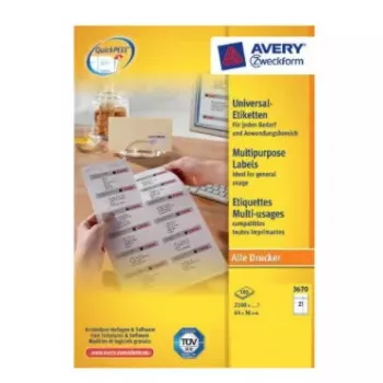 Lipdukai spausdintuvui Avery 3670 balti