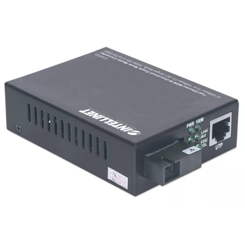 Intellinet Fast Ethernet WDM dvikryptis vienmodis medijos keitiklis, 10/100Base-Tx į 100Base-Fx (SC) vienmodis, 20 km, WDM (Rx1310/Tx1550)
