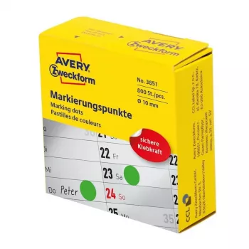 Avery 3851 lipnūs etiketės apvalios žalios 800 vnt.