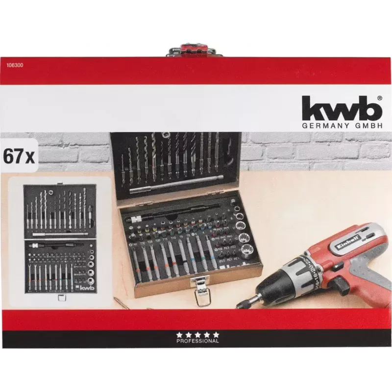 Gręžtų ir antgalių rinkinys KWB 106300 67 vnt.