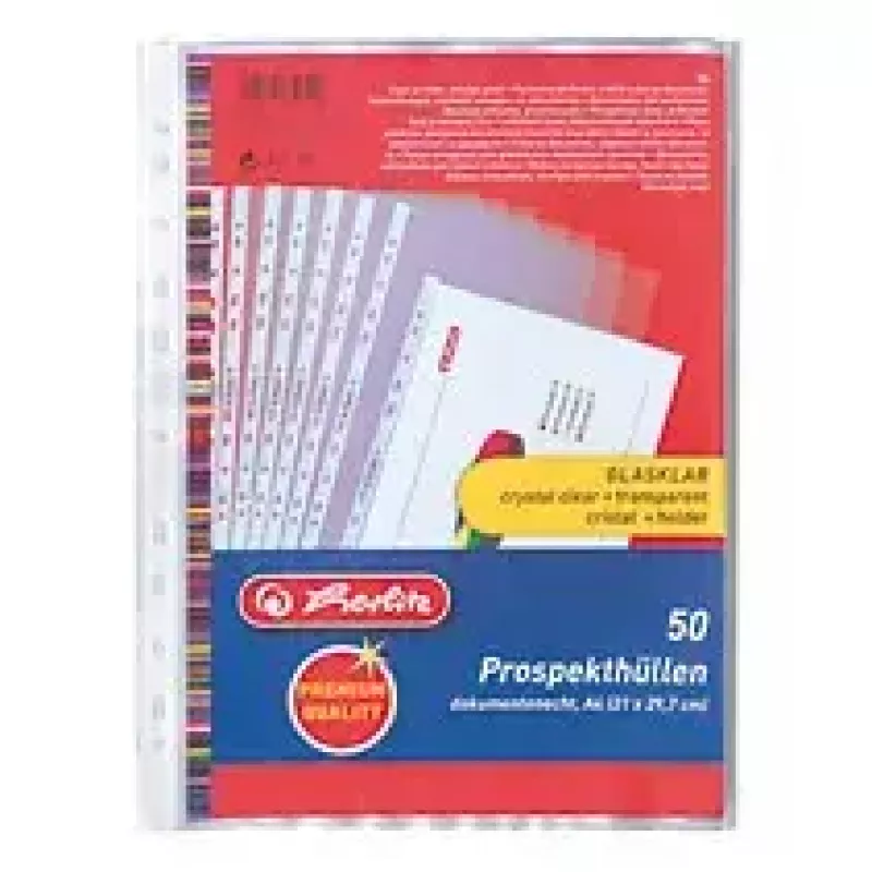 Skaidrūs dokumentų įdėklai Herlitz 05850508 A4 (50 vnt.)