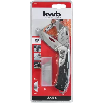 Daugiafunkcis peilis KWB 016910 su fiksuojančiu ašmeniu, juodas, Drop point