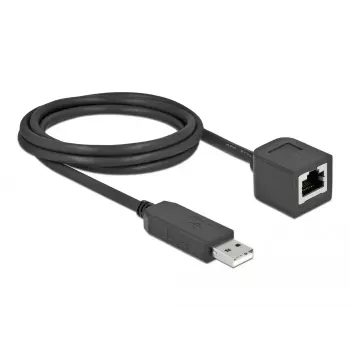 Serijinis ryšio kabelis DeLOCK 64165 USB 2.0 Type-A į RS-232 RJ45 2 m juodas