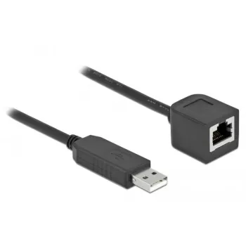 Serijinis ryšio kabelis DeLOCK 64165 USB 2.0 Type-A į RS-232 RJ45 2 m juodas