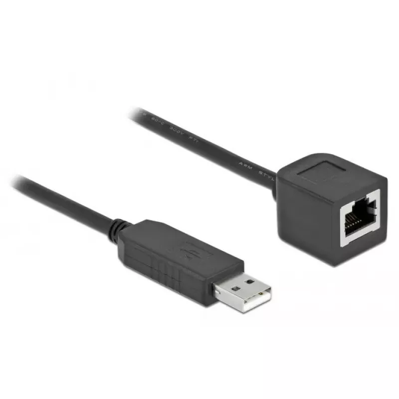 Serijinis ryšio kabelis DeLOCK 64165 USB 2.0 Type-A į RS-232 RJ45 2 m juodas