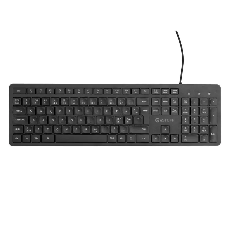 eSTUFF GLB211102 klaviatūra, Office, USB, QWERTY, šiaurietiškas išdėstymas, juoda