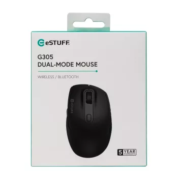 eSTUFF GLB214002 pelė biuro darbui, dešinei rankai, RF belaidė + Bluetooth, IR LED, 1800 DPI