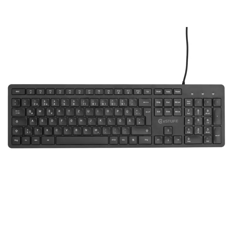 eSTUFF GLB211402 klaviatūra, biuro, USB, QWERTZ, vokiškas išdėstymas, juoda