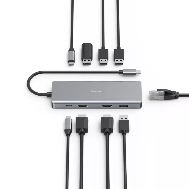 Hama CONNECT2Media USB Type-C 9-uostų stotelė antracitinė 5000 Mbit/s