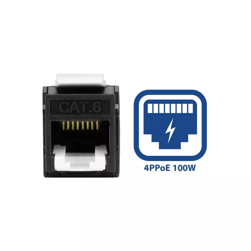ACT Keystone Jack RJ45 CAT6 neekranuotas beįrankis su užraktu, juodas