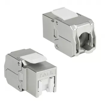 ACT Keystone Jack RJ45 CAT6 ekranuotas beįrankis su užraktu sidabrinis baltas