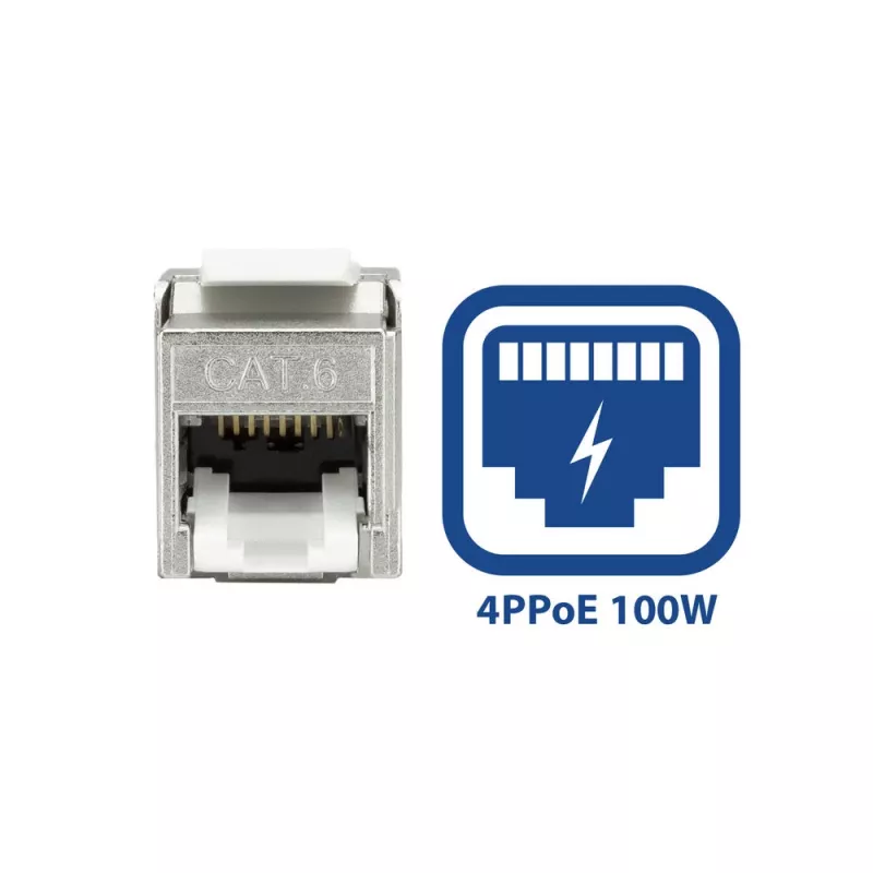 ACT Keystone Jack RJ45 CAT6 ekranuotas beįrankis su užraktu sidabrinis baltas