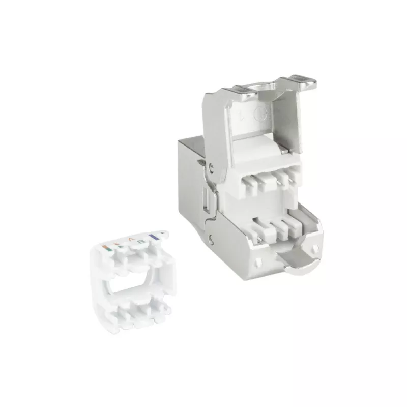 ACT Keystone Jack RJ45 CAT6 ekranuotas beįrankis su užraktu sidabrinis baltas