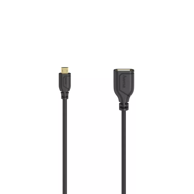 Hama Flexi-Slim USB laidas USB 2.0 0.15 m Micro-USB A USB A Juoda