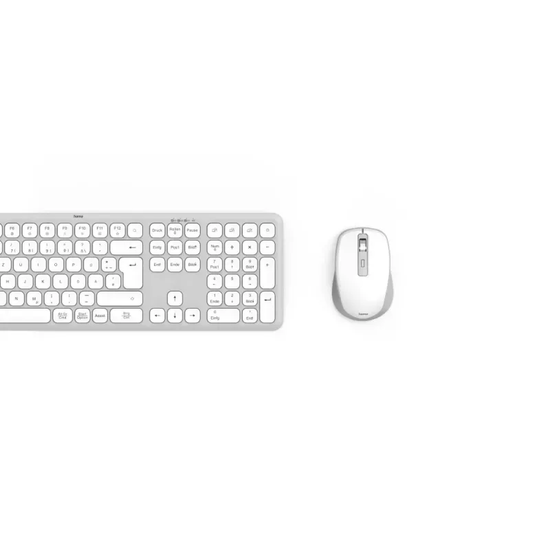 Hama WKM-550 belaidė klaviatūra su pele RF Wireless + Bluetooth QWERTZ vokiškas išdėstymas Pilka, Balta