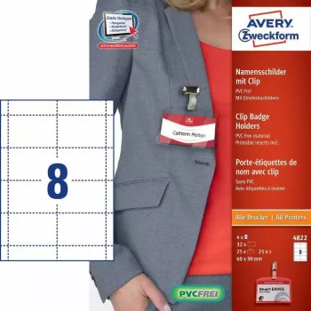 Ne lipnios etiketės AVERY 4822 permatomos baltos stačiakampės 32 vnt.