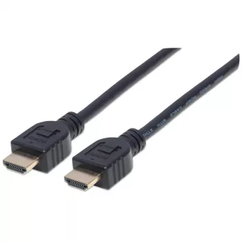 Manhattan HDMI 4K@60Hz laidas su Ethernet – CL3, 3 m, tinkamas montuoti sienoje, vyriškas į vyrišką, juodas, Ultra HD 4K x 2K, visą gyvenimą trunkanti garantija