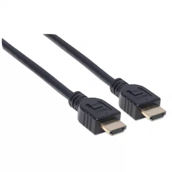 Manhattan HDMI 4K@60Hz laidas su Ethernet – CL3, 3 m, tinkamas montuoti sienoje, vyriškas į vyrišką, juodas, Ultra HD 4K x 2K, visą gyvenimą trunkanti garantija