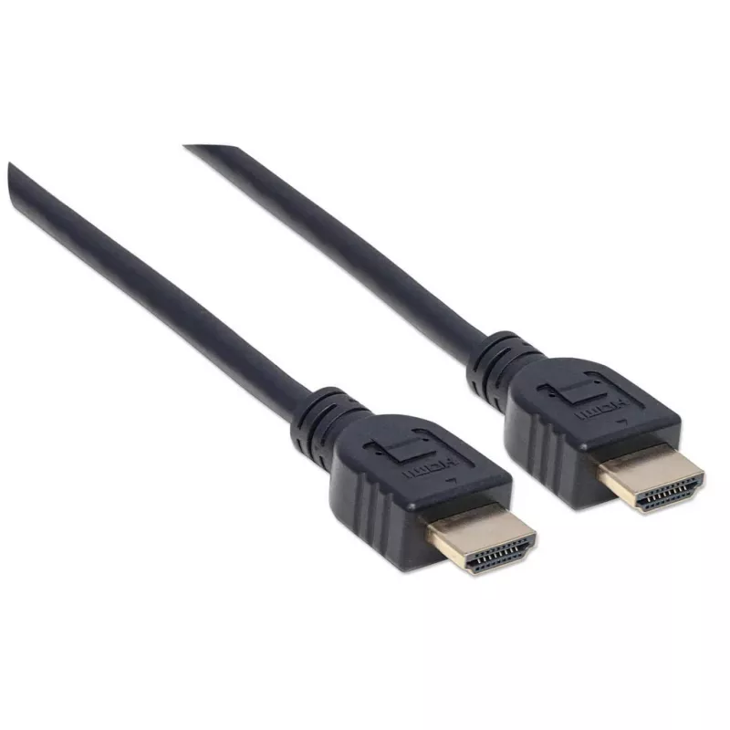 Manhattan HDMI 4K@60Hz laidas su Ethernet – CL3, 3 m, tinkamas montuoti sienoje, vyriškas į vyrišką, juodas, Ultra HD 4K x 2K, visą gyvenimą trunkanti garantija