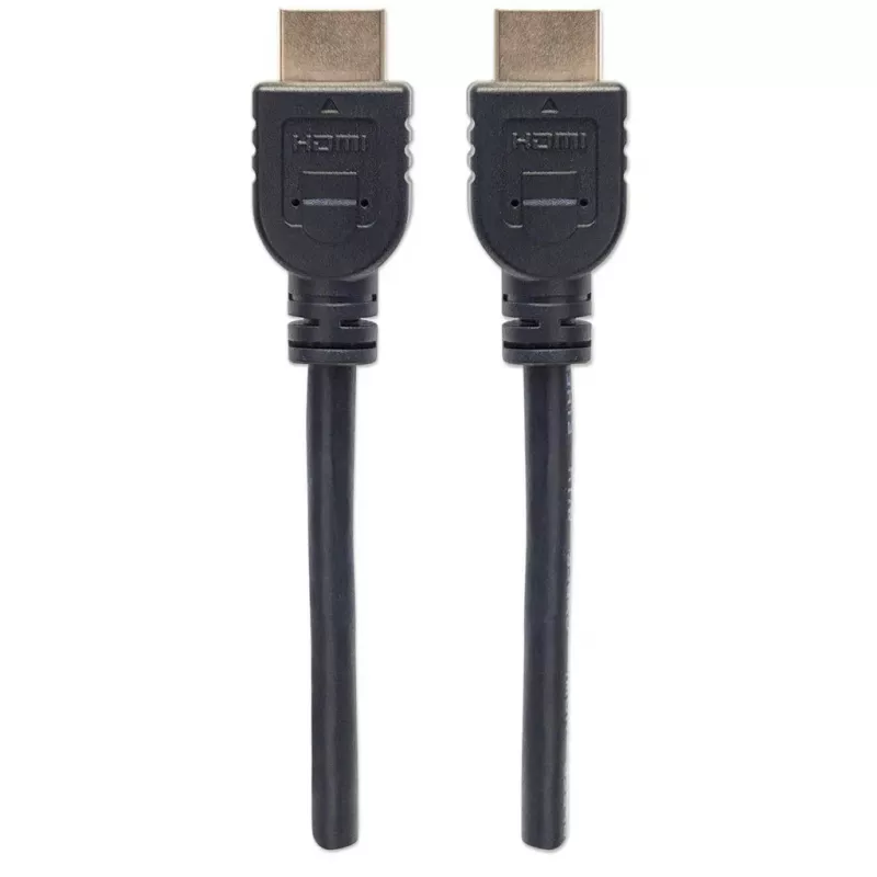 Manhattan HDMI 4K@60Hz laidas su Ethernet – CL3, 3 m, tinkamas montuoti sienoje, vyriškas į vyrišką, juodas, Ultra HD 4K x 2K, visą gyvenimą trunkanti garantija